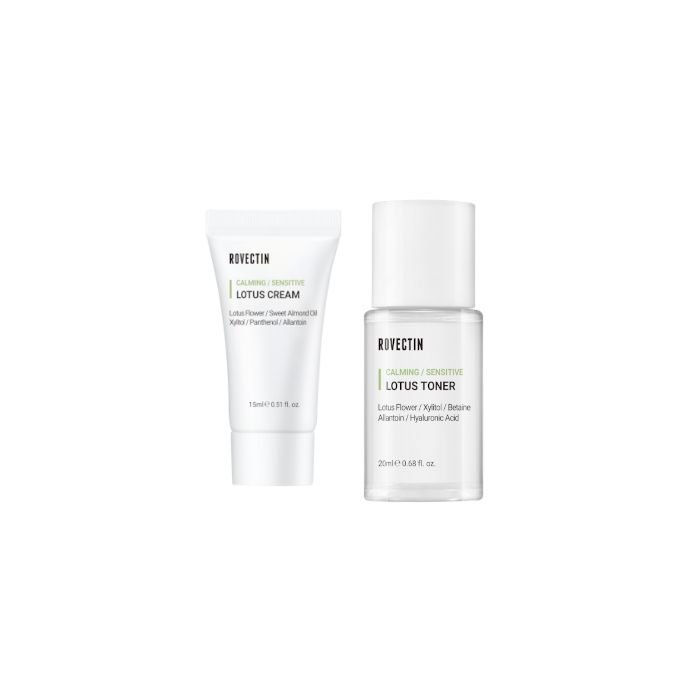 ROVECTIN Calming Lotus Cream (New Version) - 15ml + Calming Lotus Toner - 20ml Set