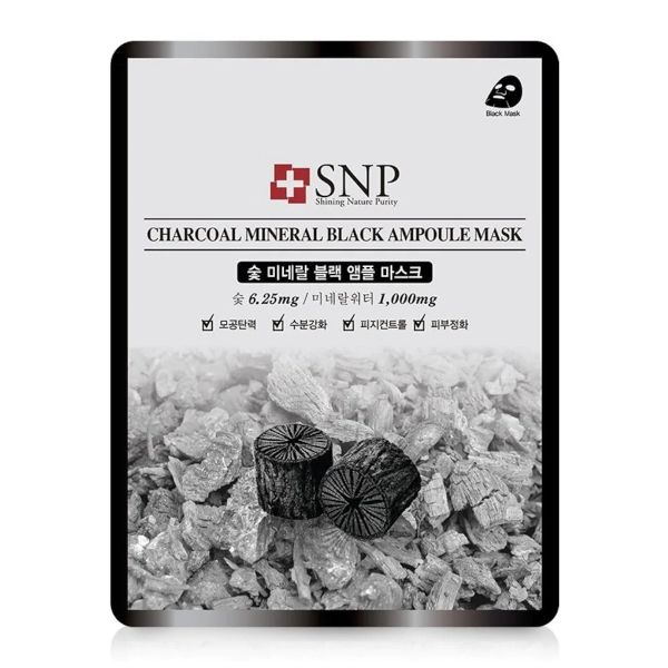 SNP Charcoal Mineral Black Ampoule Mask - 1pc