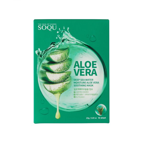 SOQU Deep Sea Water Moisture Aloe Vera Soothing Mask - 23g*10 sheets