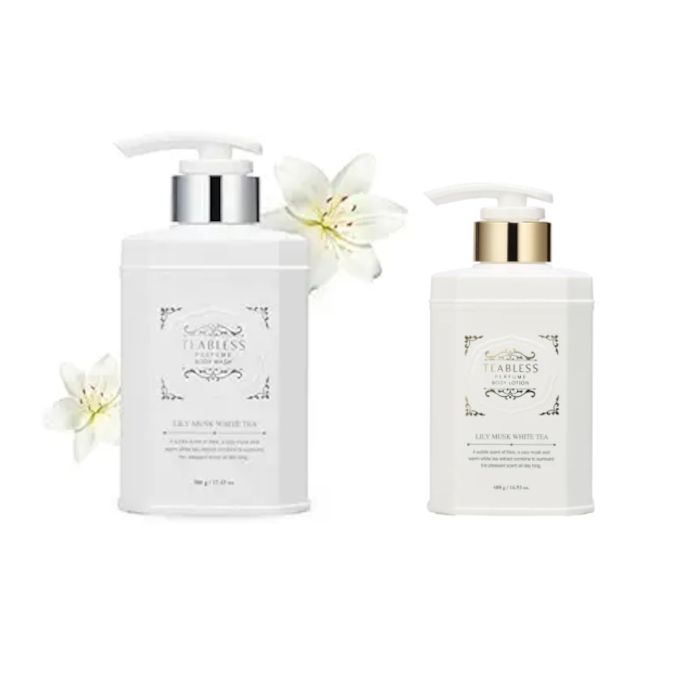 Teabless Lily Musk White Tea Body Lotion + Body Wash Set