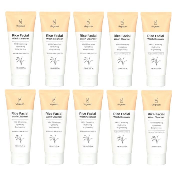 VEGREEN Rice Facial Wash Cleanser - 150ml (10ea) Set