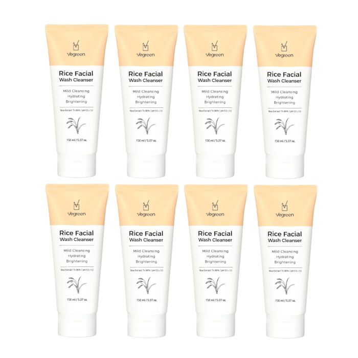 VEGREEN Rice Facial Wash Cleanser - 150ml (8ea) Set
