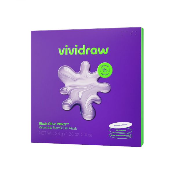 vividraw Black Olive PDRN Repairing Marble Gel Mask - 4pcs