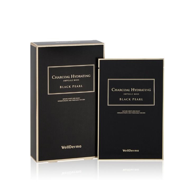 WELLDERMA Charcoal Hydrating Ampoule Mask Black Pearl - 10pcs