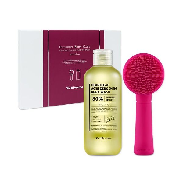 WELLDERMA Heartleaf Acne Zero 3-in-1 Body Wash & Electric Brush Set