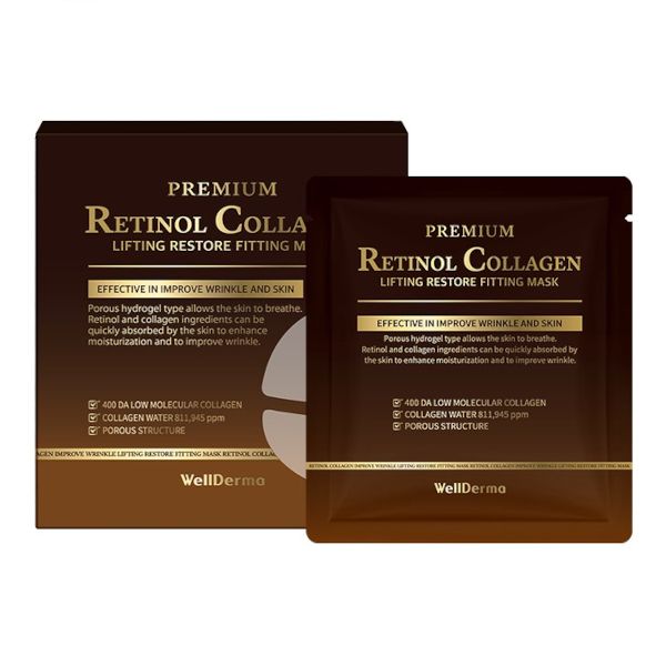 WELLDERMA Premium Retinol Collagen Lifting Restore Fitting Mask - 4pcs