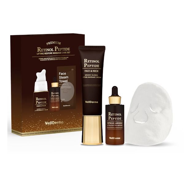 WELLDERMA Premium Retinol Peptide Lifting Restore Massage Care Set - 1set(3 items)