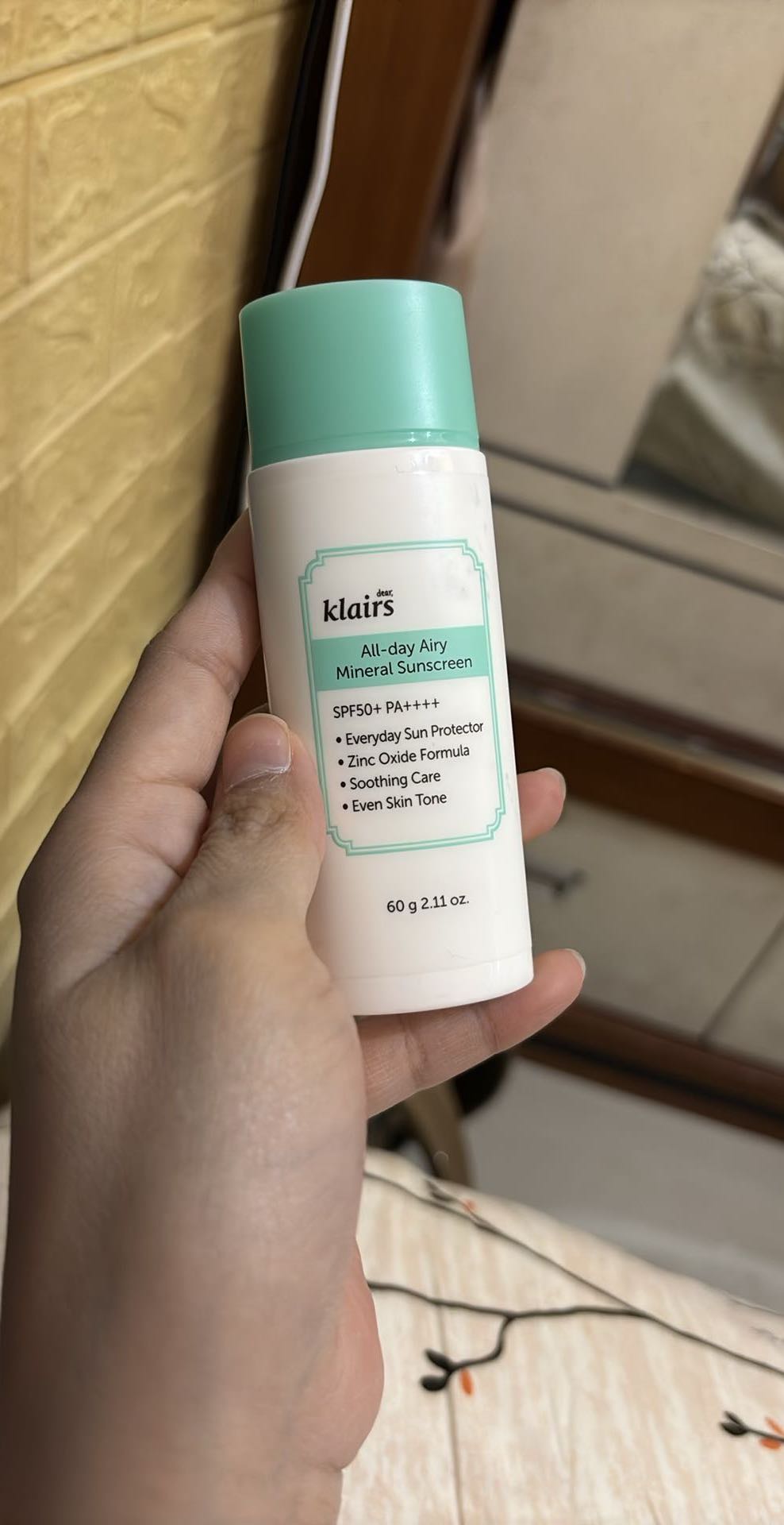 dear, klairs All-day Airy Mineral Sunscreen SPF50+ PA++++ 60 g 2.11 oz.