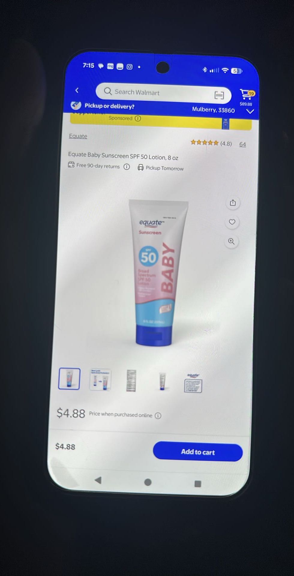 Equate Baby Sunscreen SPF 50 Lotion, 8 oz